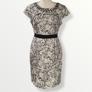 Ebony brand Women's dress Empire waist Size 42 (10) Woven Embellished Neckline